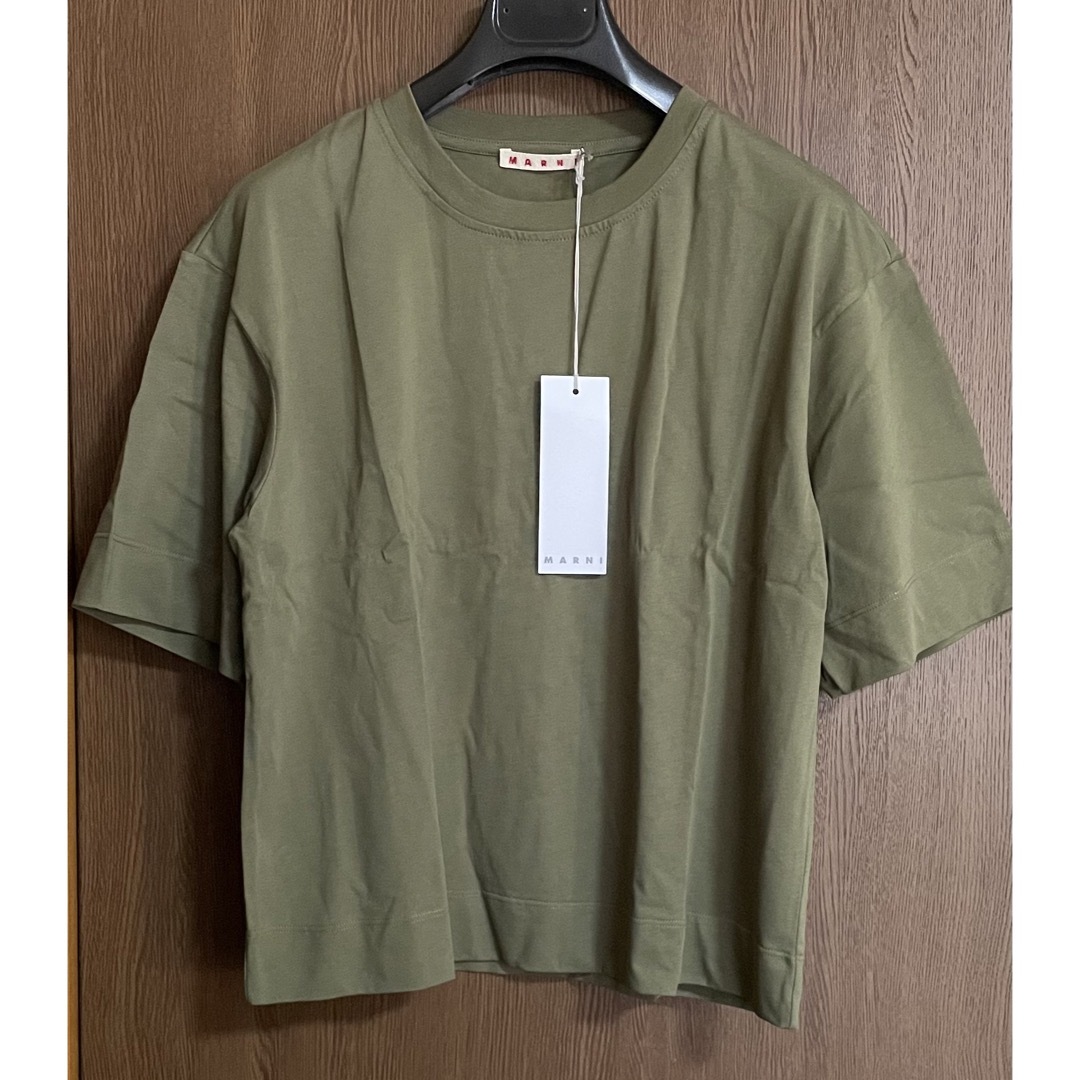 36新品 MARNI マルニ レディース コットン Tシャツ 半袖 カーキ