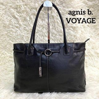 agnes b. アニエスベー　トートバッグ　A4  通勤用　ネイビー　革