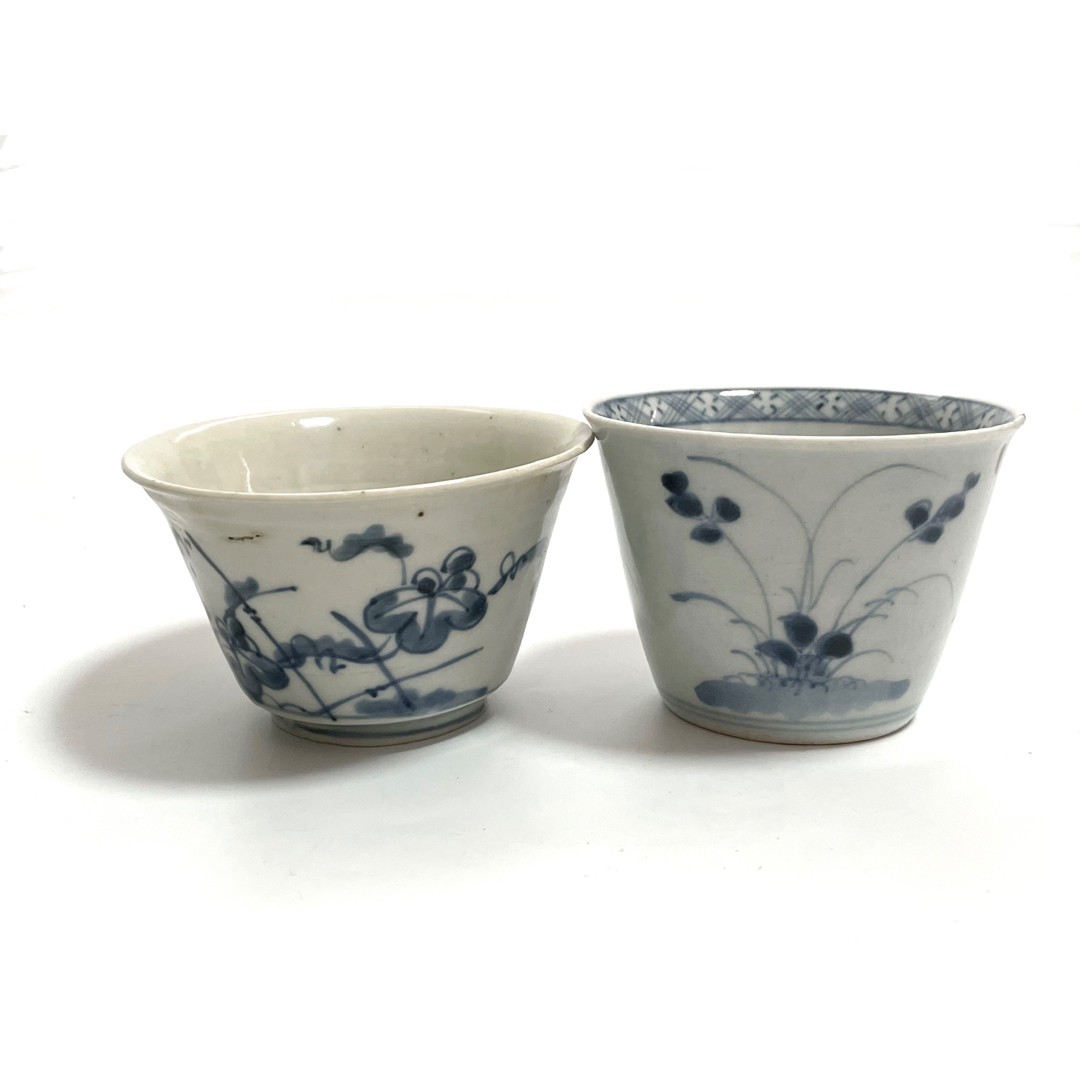 江戸時代　古伊万里　染付『芙蓉手中皿』骨董品