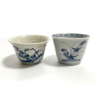 骨董 染付 花文 瓜文様 蕎麦猪口 古伊万里 角福銘 江戸時代の通販 by