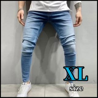 デニム　ライトブルー　XL スキニー　ストレッチ　パンツ　ジーパン(デニム/ジーンズ)