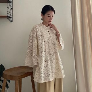 クラネ(CLANE)のCHEMICAL LACE OVER CHINA SHIRT【さお様専用】(シャツ/ブラウス(長袖/七分))