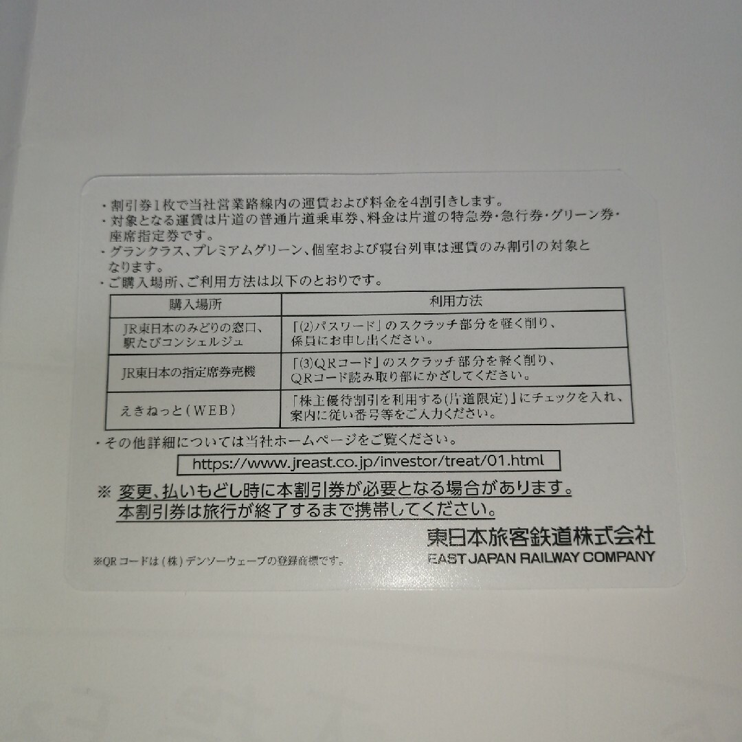 JR東日本株主優待　3枚 チケットの乗車券/交通券(その他)の商品写真