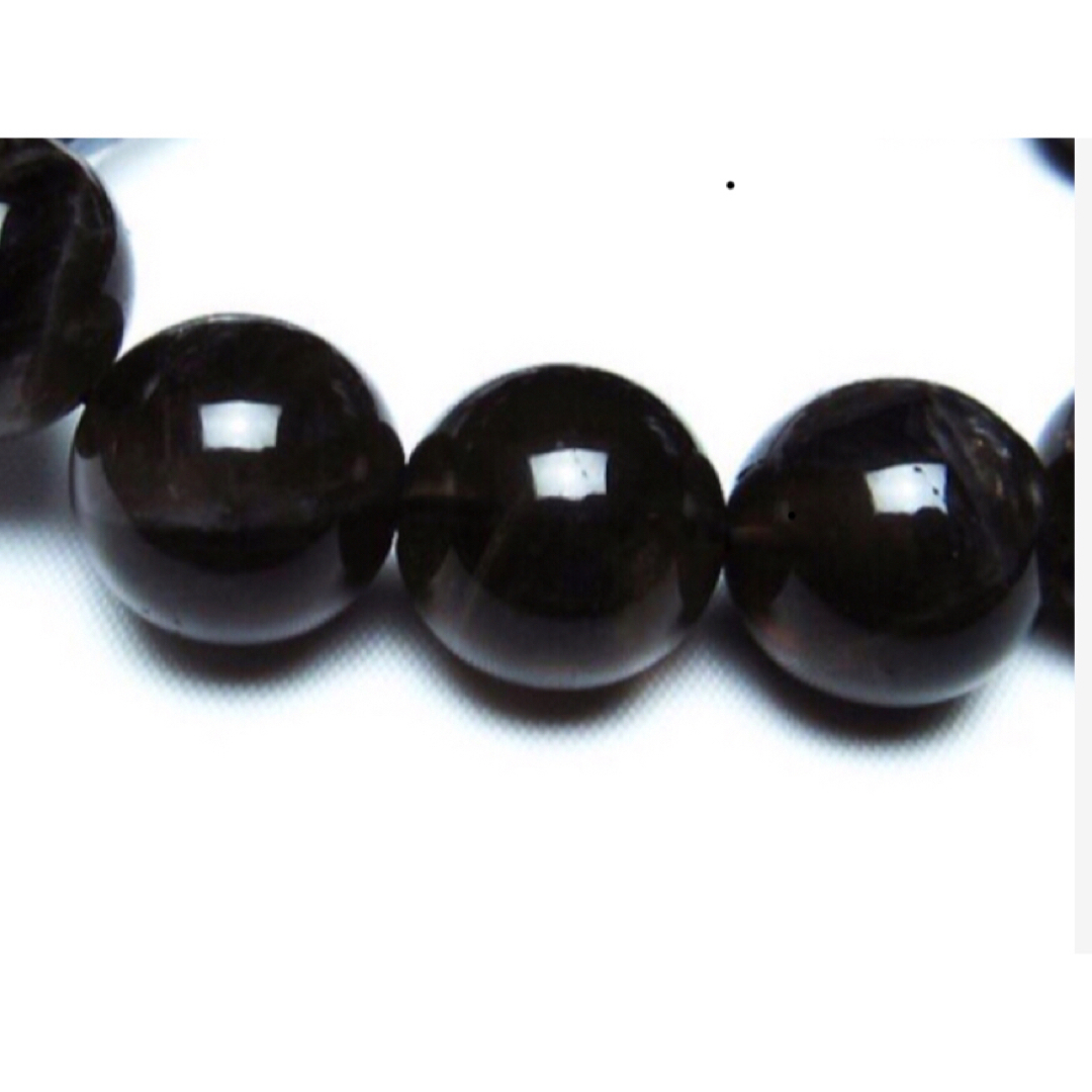 モリオン 純天然 黒水晶 ブレスレット 約14mm玉管理番号112-5066