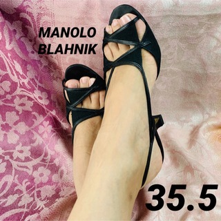 マノロブラニク(MANOLO BLAHNIK)のマノロブラニク バックストラップ  サンダル　35.5 ブラック(サンダル)
