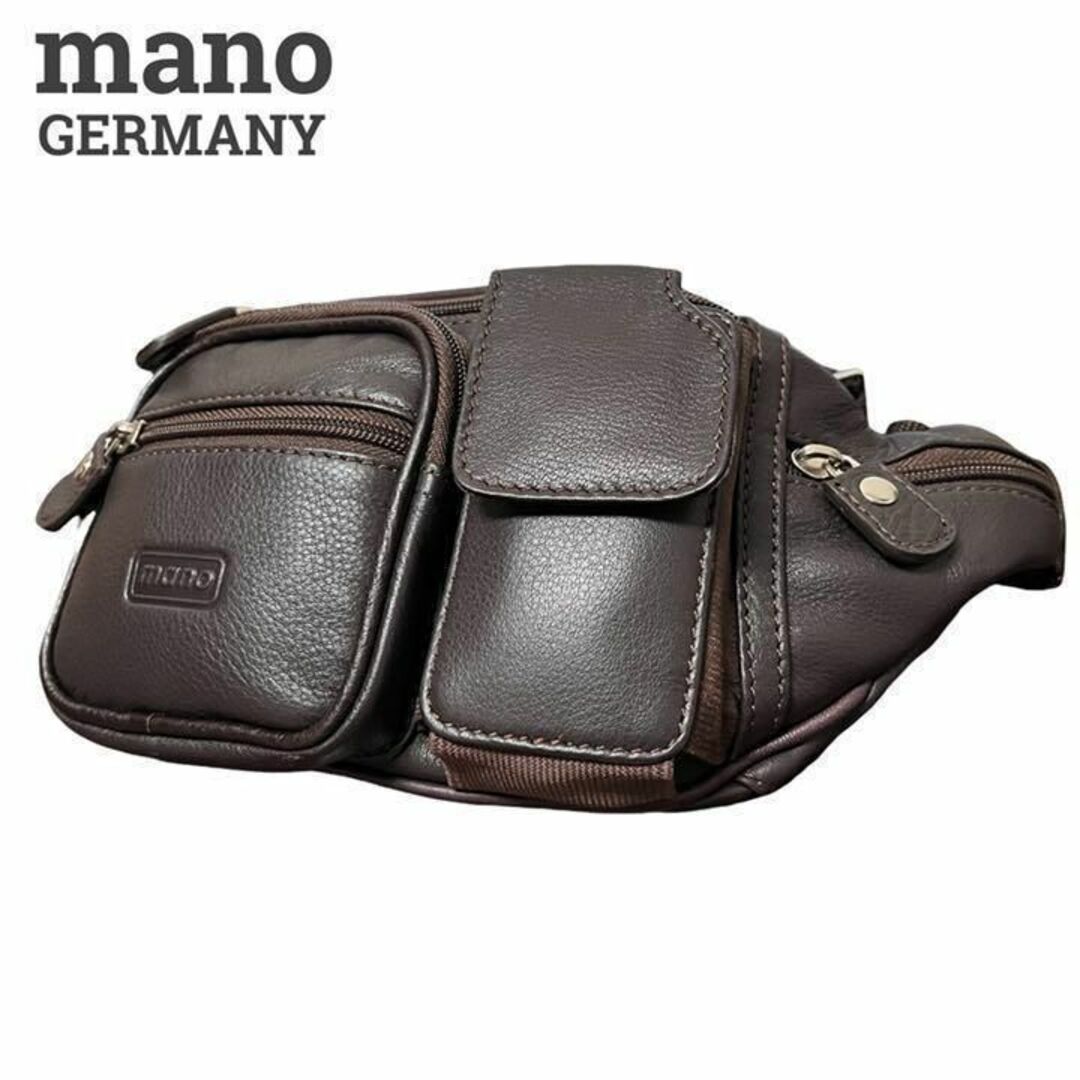 【タグ付】mano GERMANY ウエストポーチ ボディバッグ 本革 ブラウン