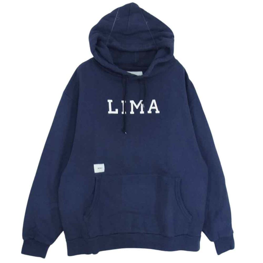 WTAPS ダブルタップス 21AW 211ATDT-CSM38 ACADEMY HOODED COTTON NAVY LIMA プリント スウェット パーカー ネイビー系 03