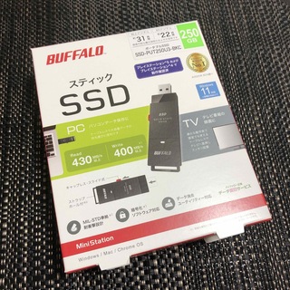 バッファロー(Buffalo)のBUFFALO ポータブルSSD SSD-PUT250U3-BKC(PC周辺機器)