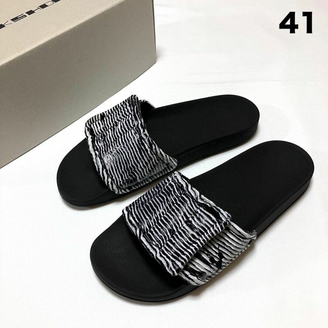 DRKSHDW(ダークシャドウ)の新品 41 RICK OWENS DRK SHDW サンダル 黒白 5903 メンズの靴/シューズ(サンダル)の商品写真