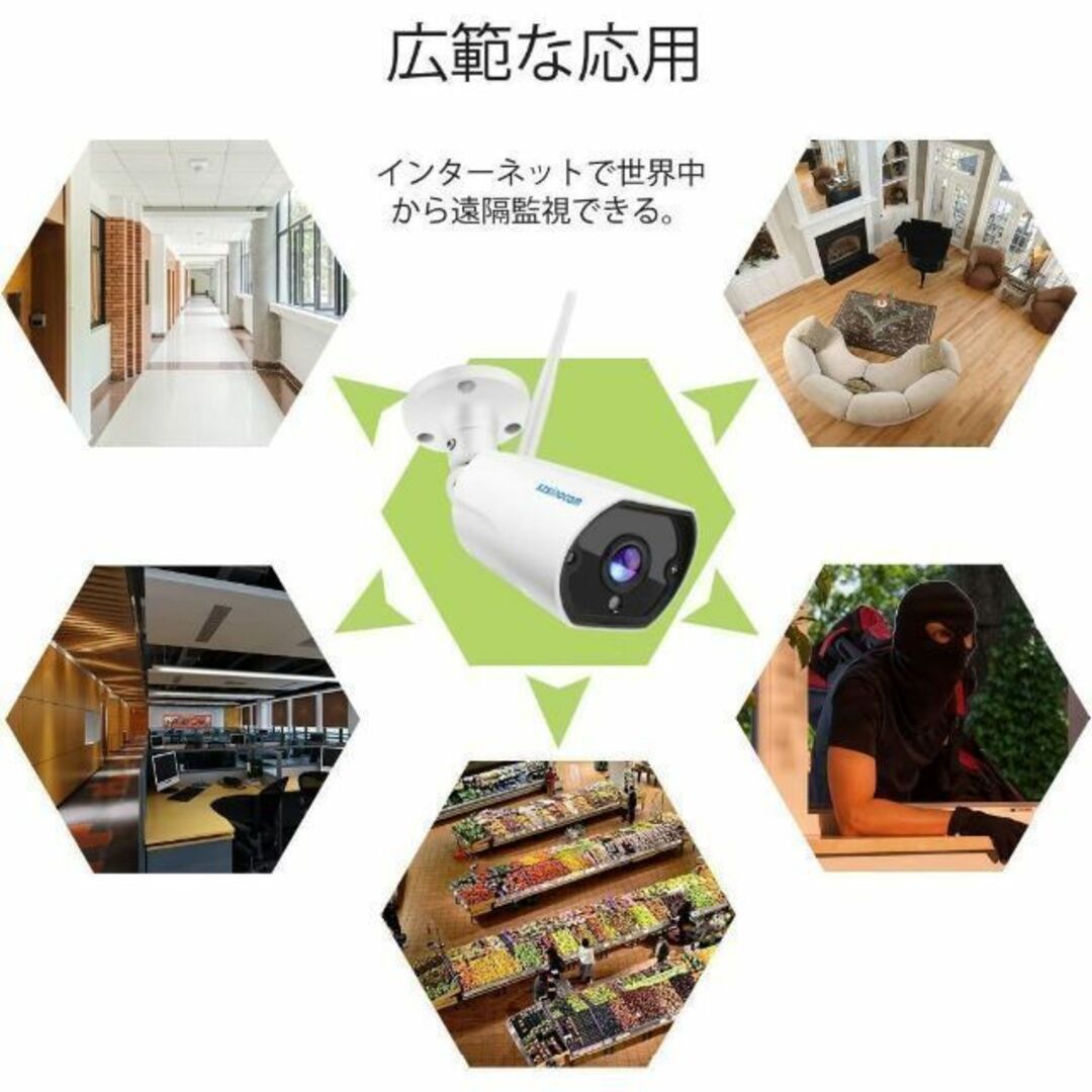 屋外 防犯カメラ WIFI アンテナ強化 暗視 広角 高画質 夜間 暗視 動 4