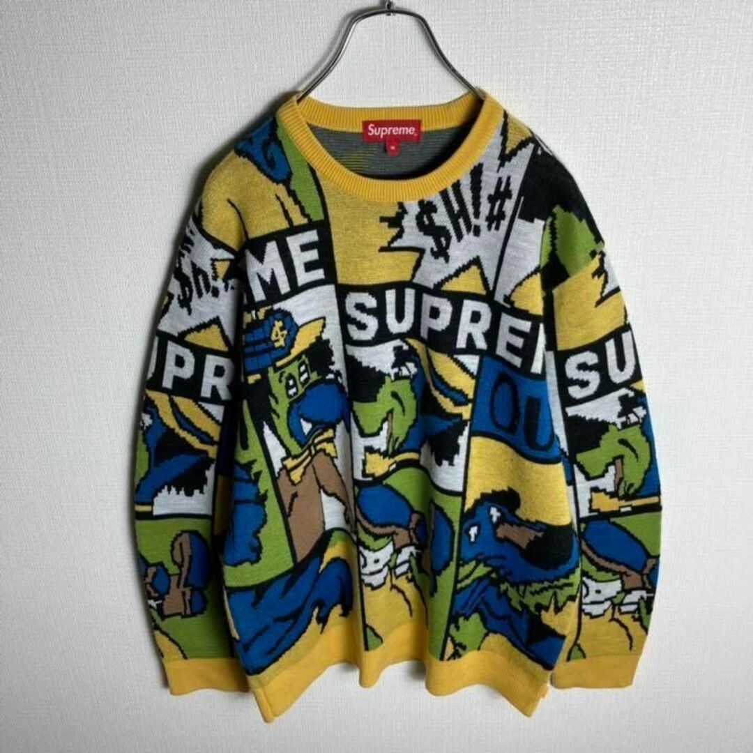 総柄セーター】Supreme Cartoon Sweater古着イエローM-