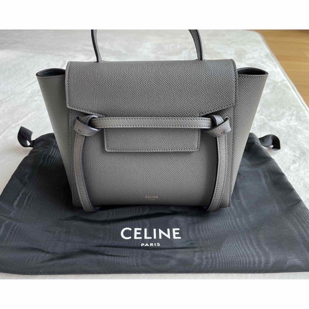 celine(セリーヌ)の【お値下げ・美品】CELINE セリーヌ　ベルトバッグ　ナノ　グレー レディースのバッグ(ハンドバッグ)の商品写真