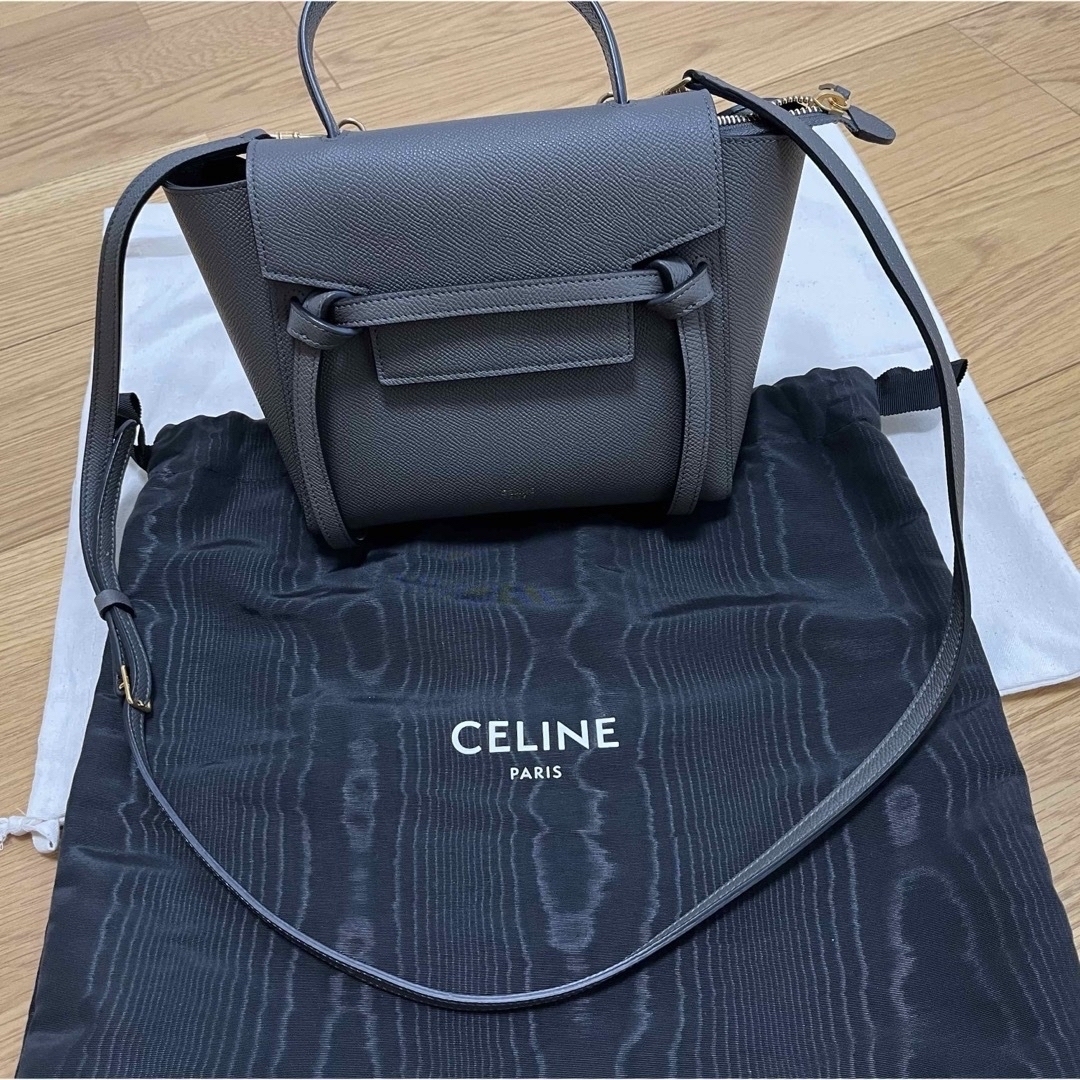 celine(セリーヌ)の【お値下げ・美品】CELINE セリーヌ　ベルトバッグ　ナノ　グレー レディースのバッグ(ハンドバッグ)の商品写真