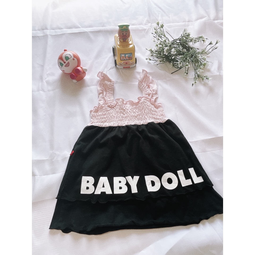 BABYDOLL(ベビードール)のBABYDOLL キャミソールワンピース ピンク ブラック 80 キッズ/ベビー/マタニティのキッズ服女の子用(90cm~)(ワンピース)の商品写真