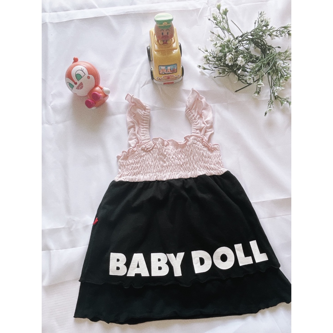 BABYDOLL(ベビードール)のBABYDOLL キャミソールワンピース ピンク ブラック 80 キッズ/ベビー/マタニティのキッズ服女の子用(90cm~)(ワンピース)の商品写真