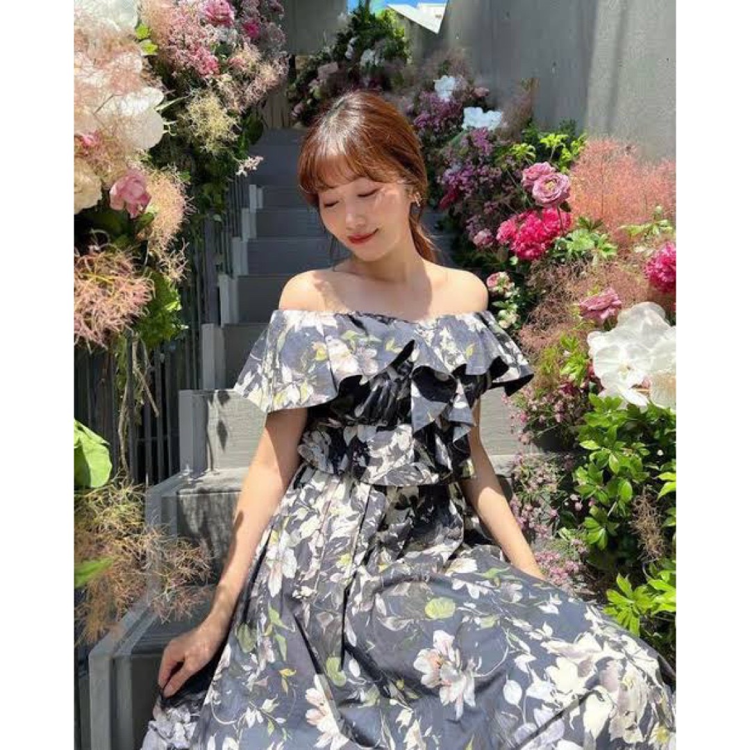 122バストHer lip to♡Anemone Ruffled long Dress