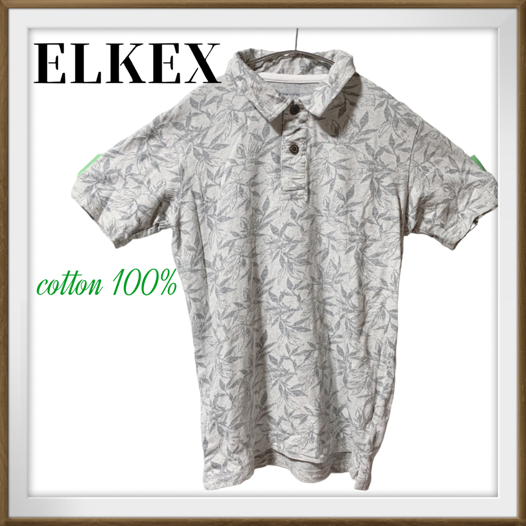 ELKEX cotton100％ ボタニカル柄　半袖　メンズ　ポロシャツ　Ｌ メンズのトップス(ポロシャツ)の商品写真