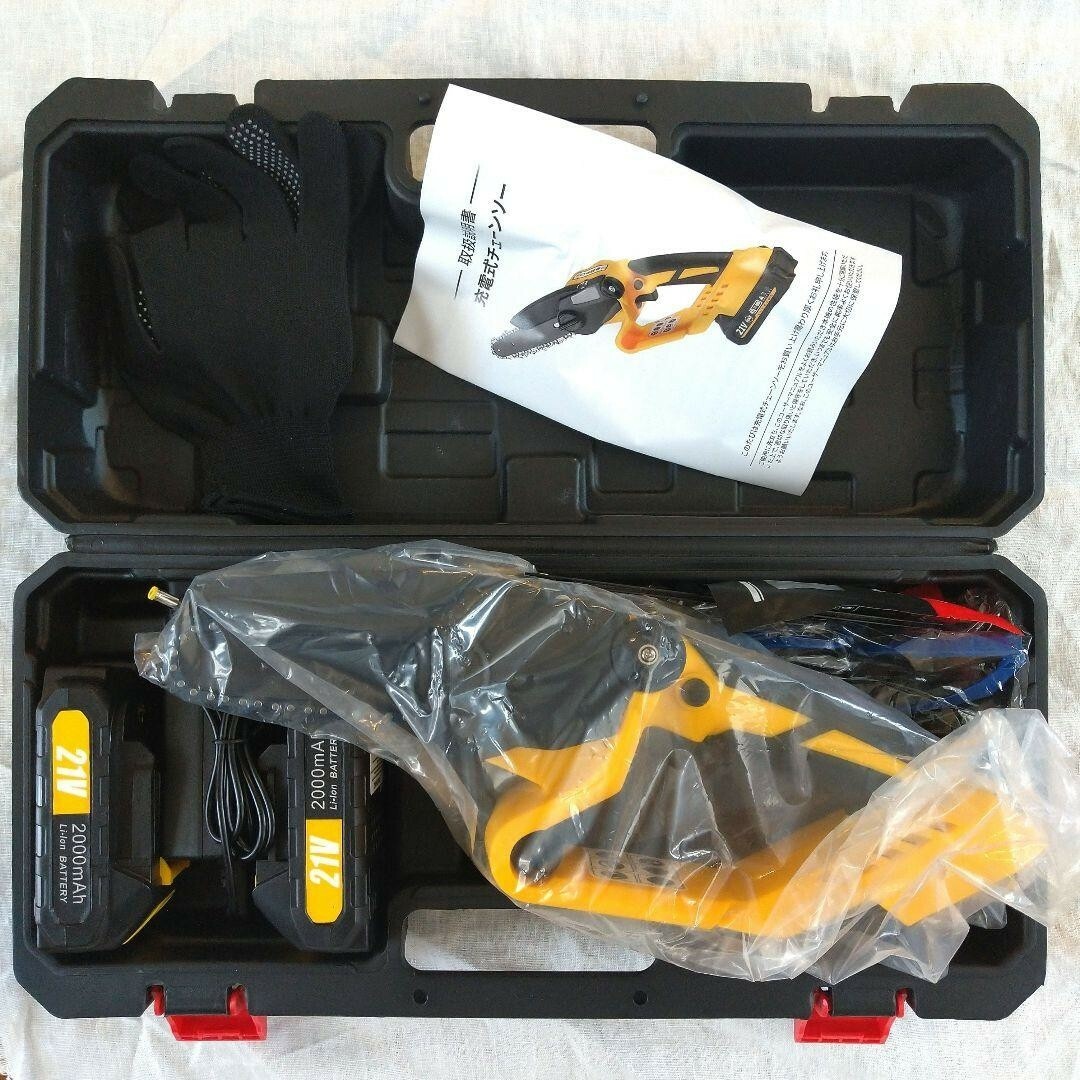 庭木の手入れに❗】ミニチェーンソー⭐充電式 チェーン調整工具不要