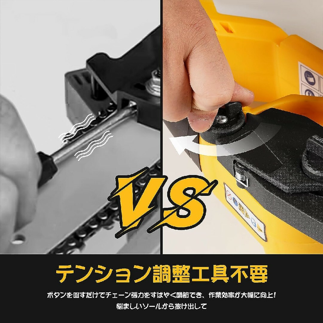 庭木の手入れに❗】ミニチェーンソー⭐充電式 チェーン調整工具不要