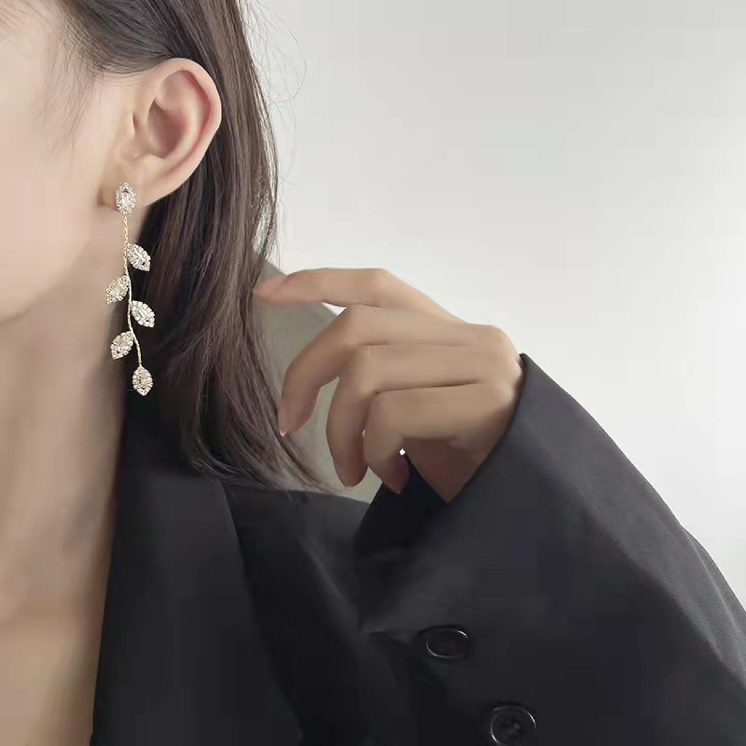 ピアス(イヤリング) シルバーリーフウェディングアクセサリー 結婚式