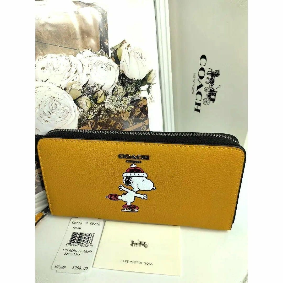 新品✳️COACH  ブランド　レディース コンパクトファスナー財布 イエロー