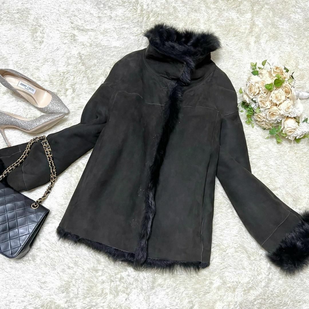 60万↑☆極美品☆サルヴァトーレフェラガモ ムートンコート ファー 本革: