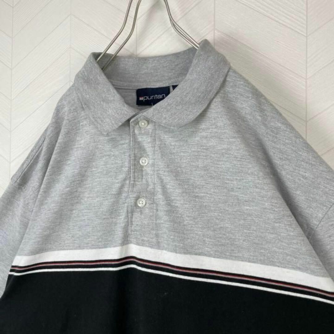 USA古着 ポロシャツ 半袖 バイカラー 切替え ビックサイズ 2XL メンズ メンズのトップス(ポロシャツ)の商品写真