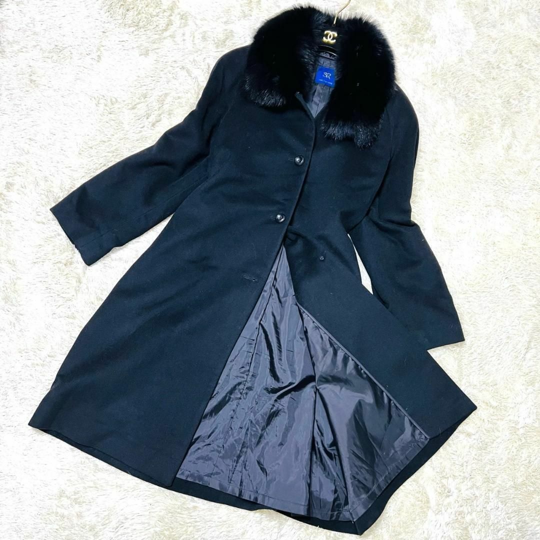 ☆カシミヤ100%&フォックスファー☆SANSO ロングコート Lサイズ
