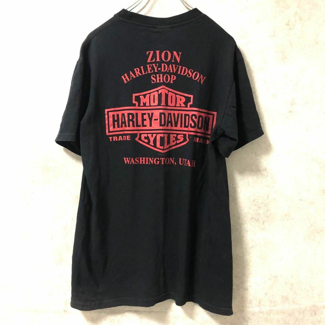 Harley Davidson(ハーレーダビッドソン)のハーレーダビットソン　Tシャツ　ブラック　M　半袖　ZION　HD　プリント メンズのトップス(Tシャツ/カットソー(半袖/袖なし))の商品写真