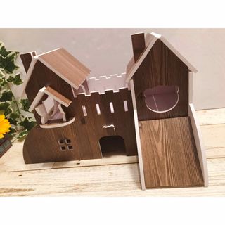 ハムスターボックス　双子のお城ハムスターデザインハウス家部屋巣箱木箱遊具おもちゃ(小動物)