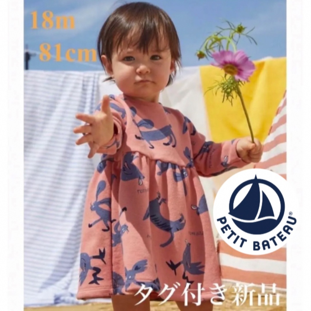 PETIT BATEAU(プチバトー)の⭐︎プライスダウン⭐︎【PETIT BATEAU】スウェット長袖ワンピース キッズ/ベビー/マタニティのベビー服(~85cm)(ワンピース)の商品写真