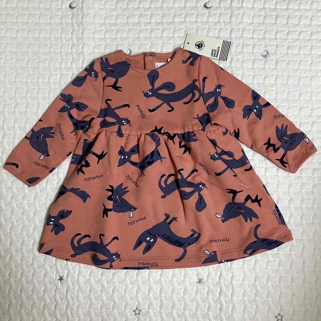 PETIT BATEAU(プチバトー)の⭐︎プライスダウン⭐︎【PETIT BATEAU】スウェット長袖ワンピース キッズ/ベビー/マタニティのベビー服(~85cm)(ワンピース)の商品写真