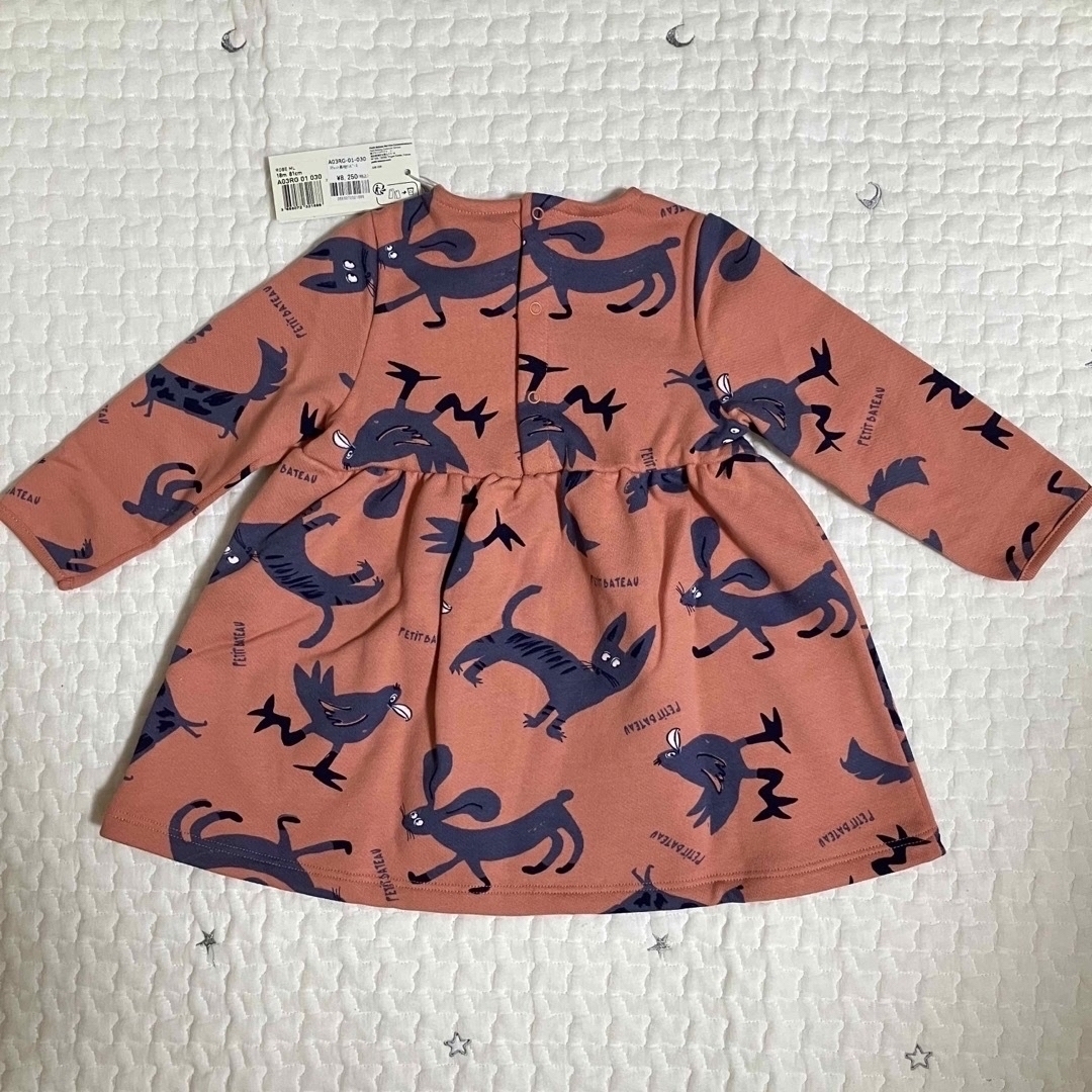 PETIT BATEAU(プチバトー)の⭐︎プライスダウン⭐︎【PETIT BATEAU】スウェット長袖ワンピース キッズ/ベビー/マタニティのベビー服(~85cm)(ワンピース)の商品写真