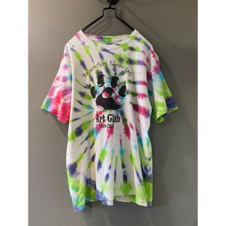 古着 ビンテージ タイダイ染 Tシャツ 犬 猫 サイケデリック デザイン 美品(Tシャツ(半袖/袖なし))