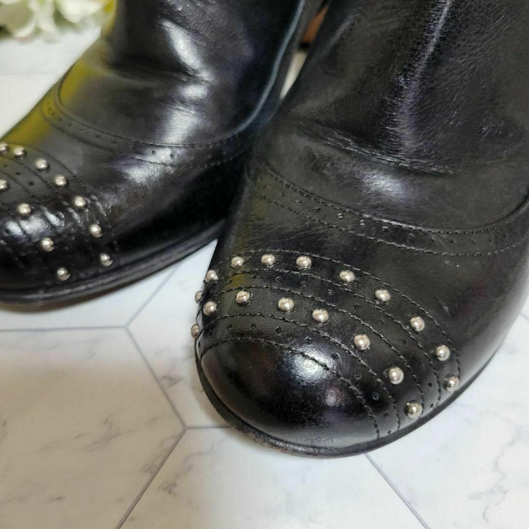 PRADA - PRADA スタッズ ショートブーツ レザー 上品 ドレス パンプス