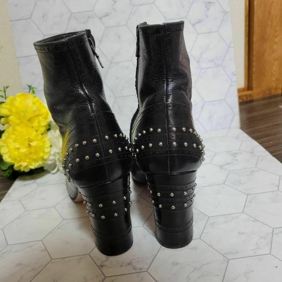 PRADA - PRADA スタッズ ショートブーツ レザー 上品 ドレス パンプス