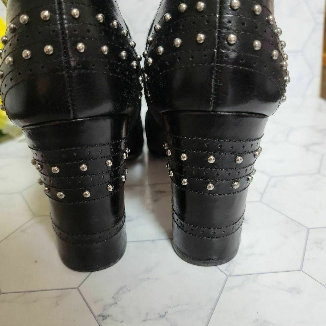 PRADA - PRADA スタッズ ショートブーツ レザー 上品 ドレス パンプス