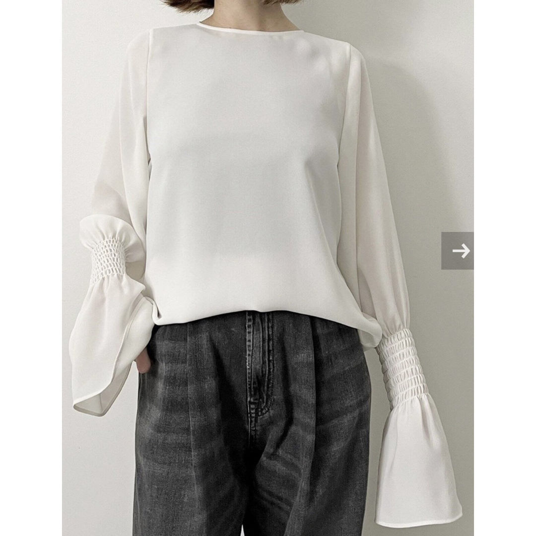 L'Appartement DEUXIEME CLASSE(アパルトモンドゥーズィエムクラス)の新品　L'Appartement Shirring Blouse ホワイト レディースのトップス(シャツ/ブラウス(長袖/七分))の商品写真