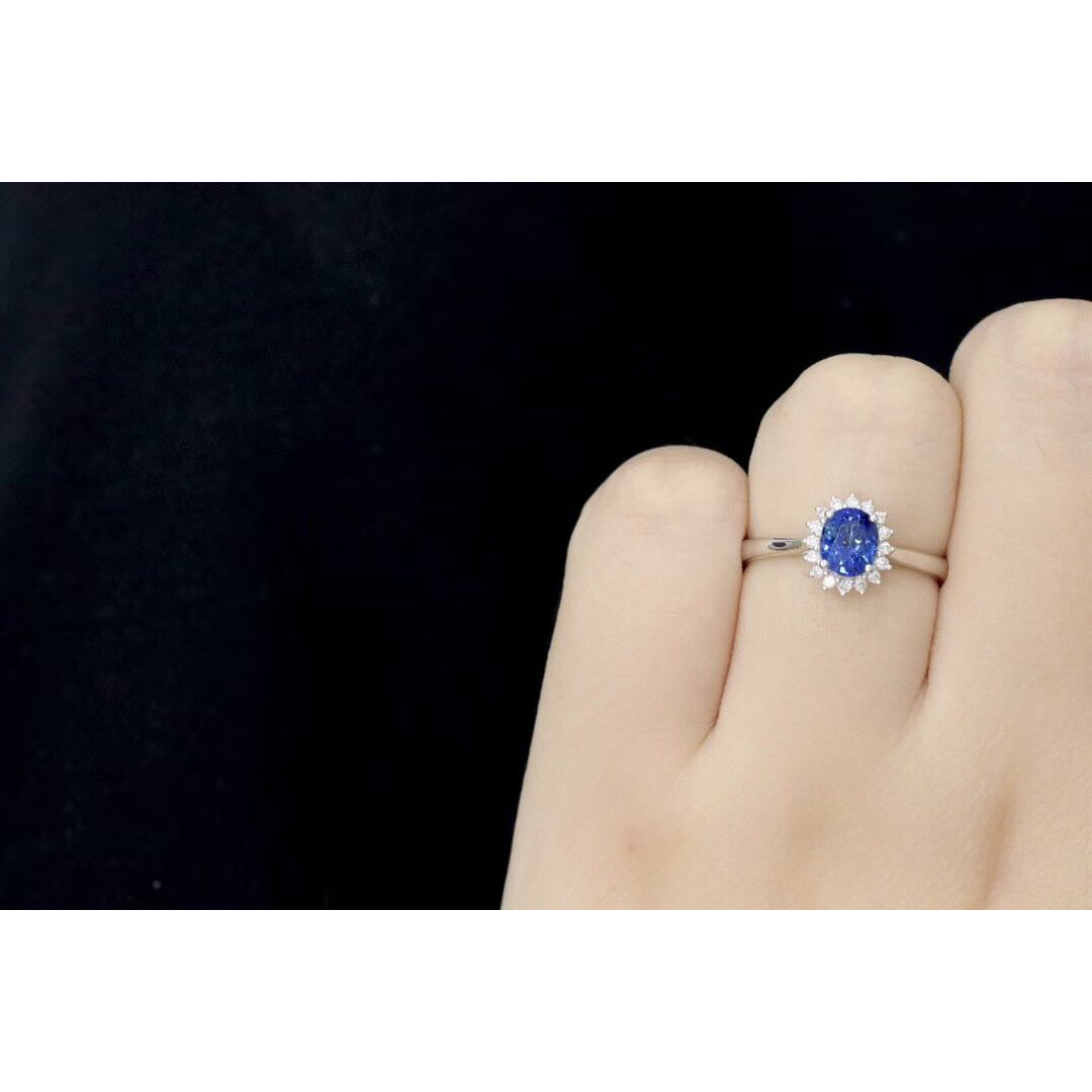 天然 ロイヤルブルーサファイア ダイヤ リング0.56ct k18 f