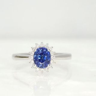 ピアス天然 ロイヤルブルーサファイア ダイヤ リング1.02ct k18 f