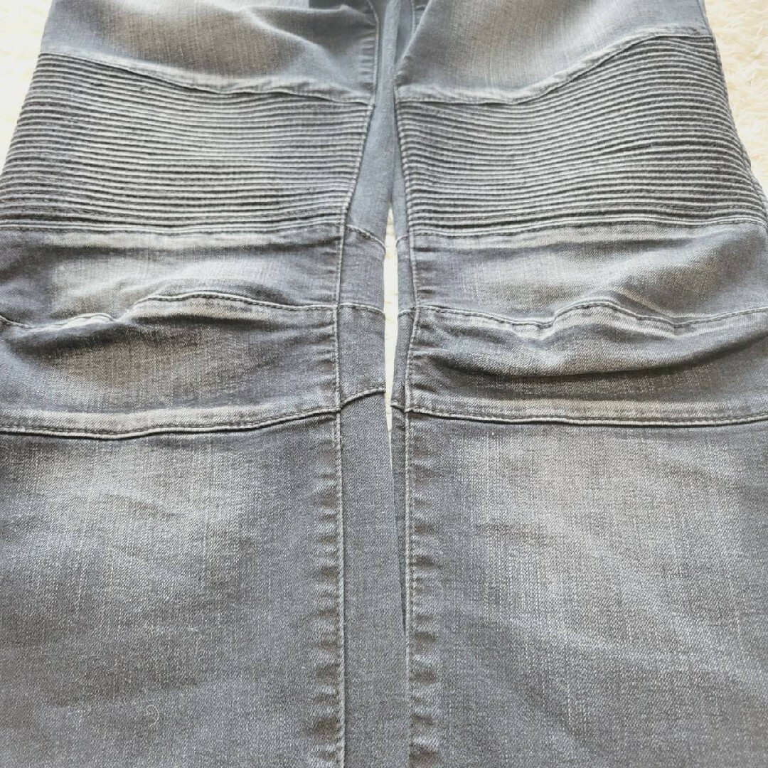 BALMAIN - 【美品】真紺 BALMAIN バルマン バイカー デニムパンツ 蛇腹