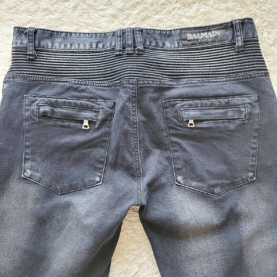 美品】真紺 BALMAIN バルマン バイカー デニムパンツ 蛇腹 34-eastgate.mk