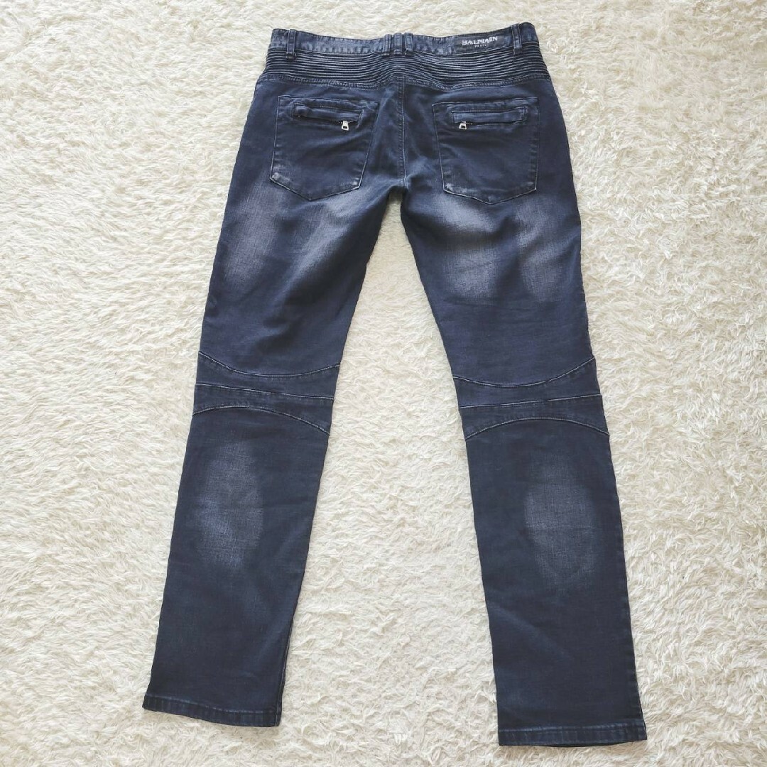 美品】真紺 BALMAIN バルマン バイカー デニムパンツ 蛇腹 34-eastgate.mk