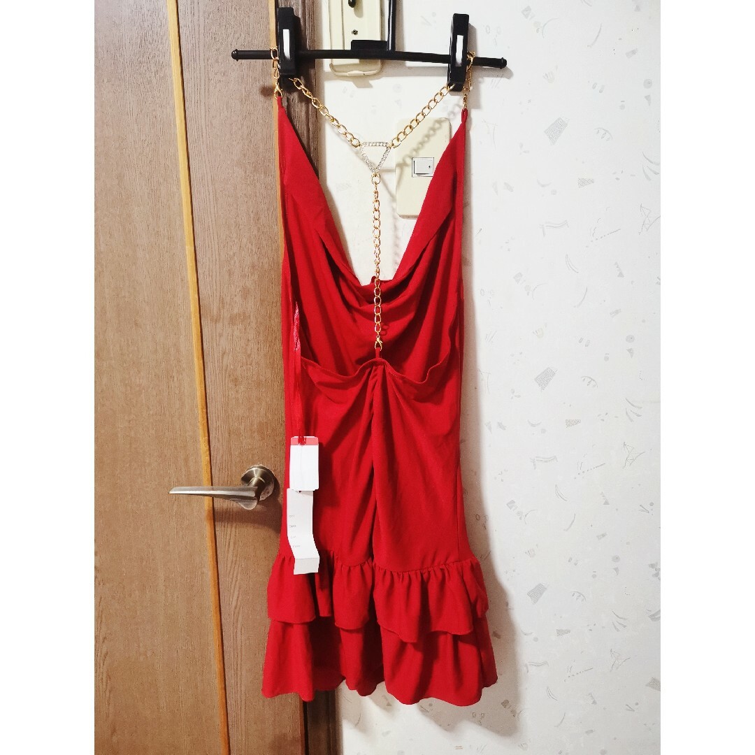 赤ドレス ミニドレス ドレス レディース ミニ パーティドレス ナイトドレス 赤knドレス