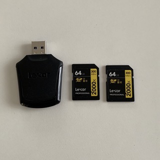 レキサー(Lexar)のLexar 64GB SDXC 2000X UHS II 2個&リーダー(その他)