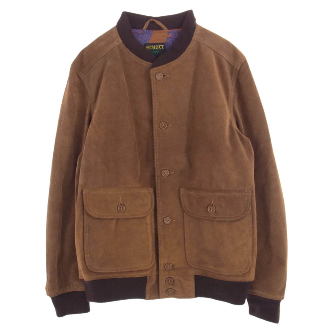 Supreme シュプリーム レザージャケット 14SS × Schott ショット SUEDE BOMBER JACKET スエード ボンバー ジャケット ブラウン系 L