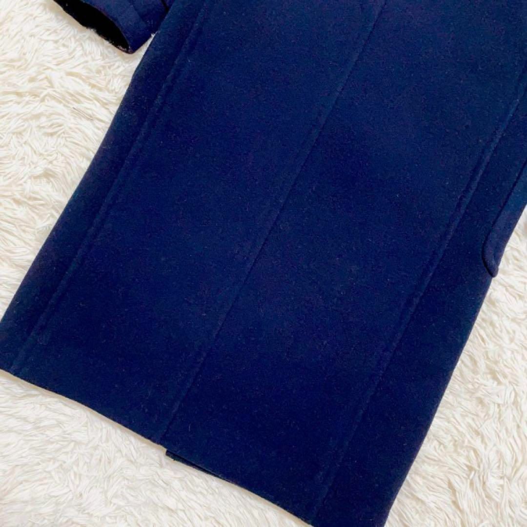 美品 MACPHEE ロングダッフルコート ウールメルトン ダークネイビー 34