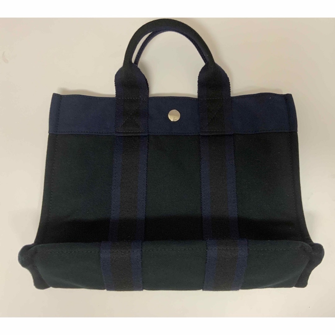 美品エルメスフールトゥPMネイビー×黒HERMESミニトートバッグ
