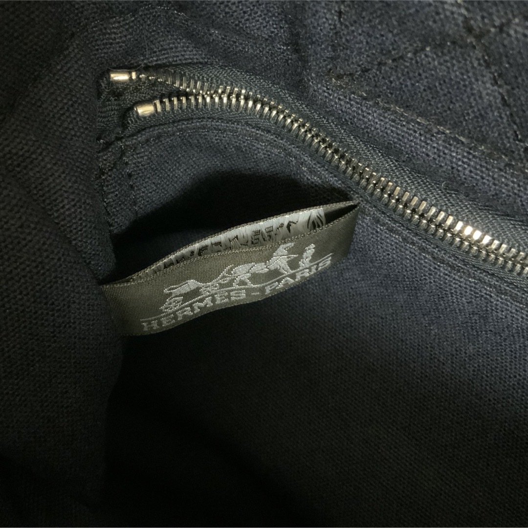 美品エルメスフールトゥPMネイビー×黒HERMESミニトートバッグ