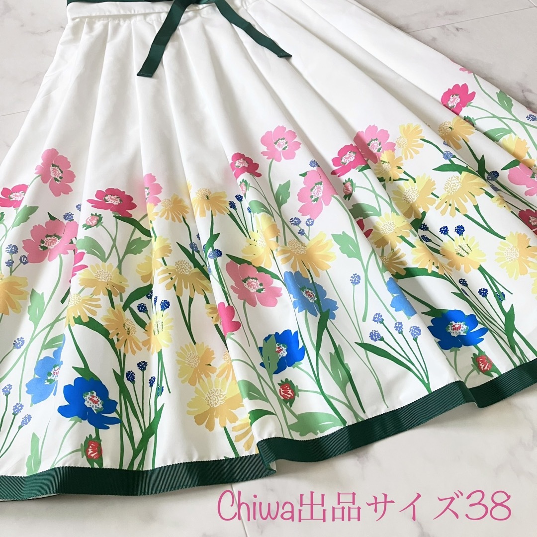 エムズグレイシー 花柄 ワンピース 38 カタログ掲載 フラワー リボン